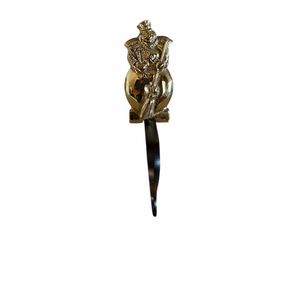 Virginia Metal Crafters Brass Snowman Stocking Hook Wreath Holder 1998